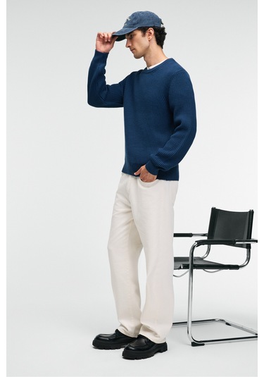 CABLIN Erkek Yuvarlak Yaka Regular Fit Triko İndigo Kazak