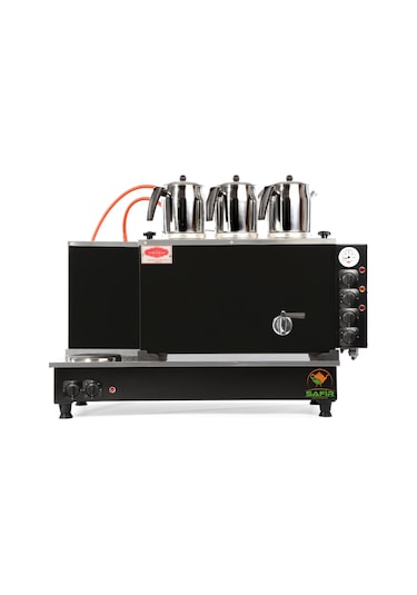 3 Demlikli Siyah Boyalı Çay Kazanı Sadece Elektrikli Pleytli A++