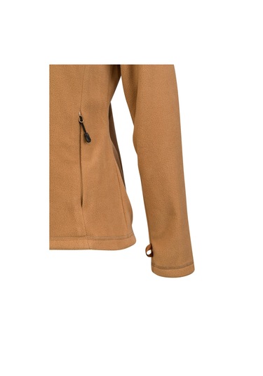 2As Cara Kadın Tam Fermuarlı İnce Polar Sweatshirt Camel