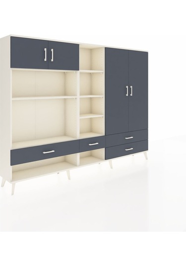 Arges Dolap 12 Raflı 4 Çekmeceli 4 Kapaklı 220x30x163 Aytaşı-antr Aytaşı-antrasit