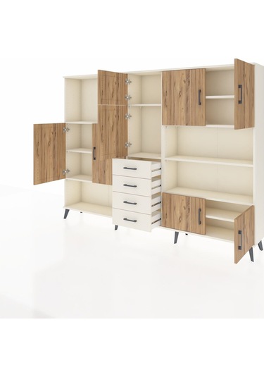 Arges Dolap 9 Raflı 4 Çekmeceli 8 Kapaklı 220x30x163 Aytaşı-çam/a Aytaşı-çam/aytaşı