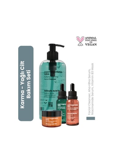 Cosmogenesis Labs Akne Karşıtı ve Gözenek Sıkılaştırıcı Vegan Cilt Bakım Seti