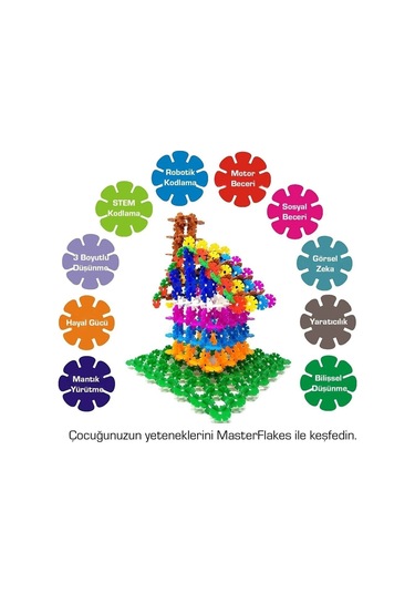 Masterflakes Eğitici Kilitli Diskler Stem Eğitimi Uyumlu 5 Renk Ve 300 Parça Yapı Oyuncak Seti