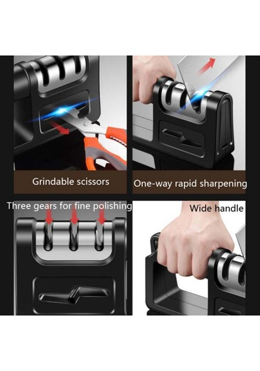 Sones Üç Aşamalı Mutfak Bileyici Çok Fonksiyonlu Mutfak Bıçağı Bileme Taşı