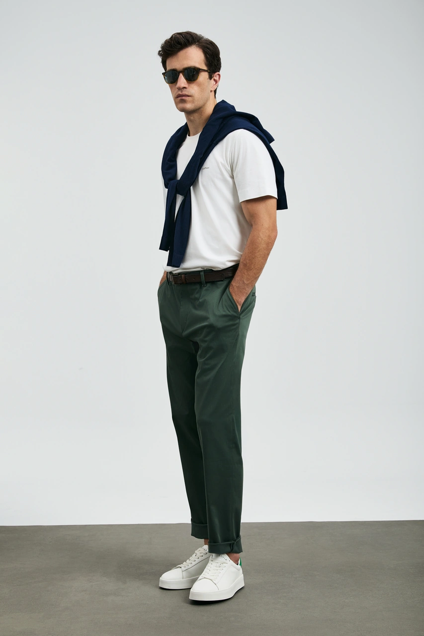 Lufian Rumı Smart Erkek Chino Pantolon Slim Fit Yeşil Yeşil 112190336100600 Yeşil