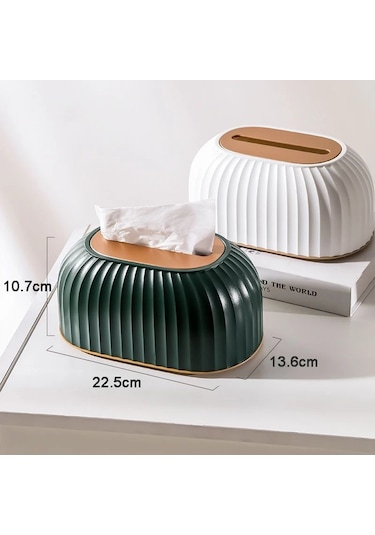 Koyu Yeşil-lüks İskandinav Çizgili Doku Kutusu Tutucu Yüksek Dereceli Tuvalet Kağıdı Kutusu Masa Peçete Tutucu Araba Kağıt Mendil Ev Dekorasyon
