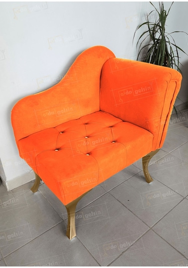 Yeni Model Ters Kol Tekli Köşe Koltuğu Josefin Bench Gold Ayak Eflatun