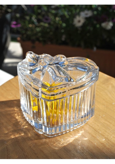 Kalpli Kurdele Cam Şekerlik Hediyelik Kapaklı Takı - 1 Adet