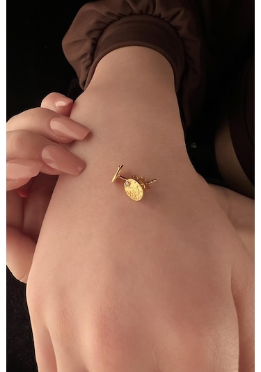 Fiyonk Kuyumculuk 14 Ayar Altın Reşat Görünümlü Plaka Küpe 001