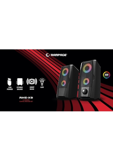 Rampage RMS-X9 2.0 RGB Işıklı 5V 30 Db Oyuncu Hoparlör