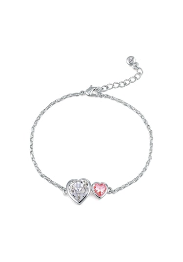 Monemel Kristal Taşlı Bileklik Altın Kaplama B0203 Gümüş - Rodyum