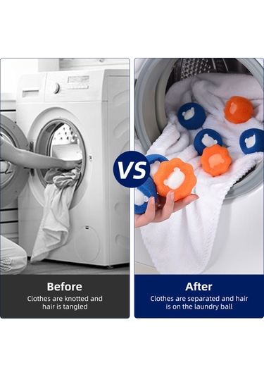 Yunboo Ev İçi Kumaş Temizleyici Topları - Tüy Ve Kumaş Kirlerini Kaldırır, Giyimleri Korumak İçin Yeniden Kullanılabilir 6 Adet Paket Mavi - Turuncu