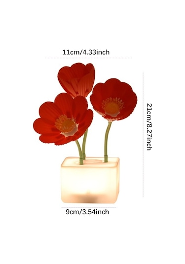 Homyl Otomatik Blooming Çiçek Gece Işık Yatak Odası Ekran Kırmızı Çok Renkli