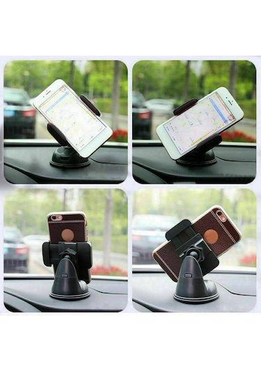 Lemestar Araç Telefon Tutucu Silikon 360 Dönen Mini Süspansiyon - Dashboard Cam Geri Görüş Ekranı Stant Abs Malzeme 5-9cm Genişlik Ayarı