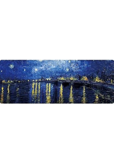 Ebitda Kilitsiz Am002 Büyük Yağlıboya Masası, 400x900x1.5mm Kauçuk Mouse Pad, Yıldızlı Gece Modeli Yıldızlı Gece