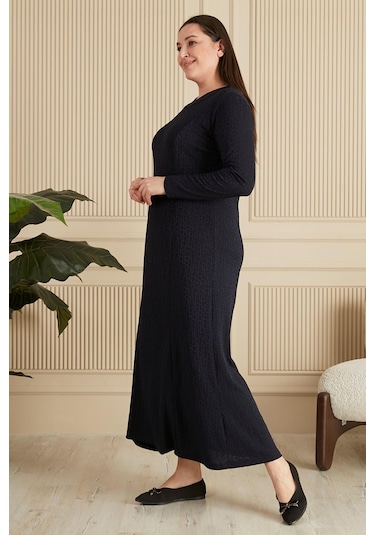 Kadın Büyük Beden Nergis Jakar Tesettür Anne Elbise 001