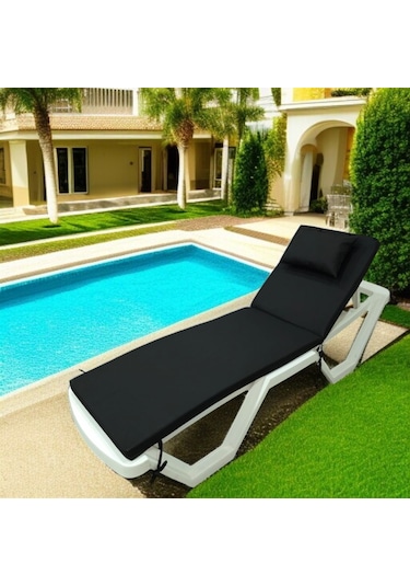 Kapella Lüks Şezlong Minderi Yastıklı 5cm Sünger Siyah 175 x 55 x 5 Siyah