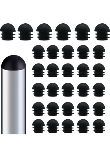 Fortunelane 30 Adet 19 Mm Plastik Boru Kapakları - Bahçe Mobilyaları Korumalı Siyah Set, Metal Sandalyeler İçin