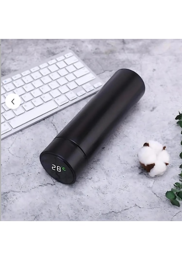 Çelik Dijital Led Sıcaklık Göstergeli Akıllı Termos Matara 400 Ml Siyah