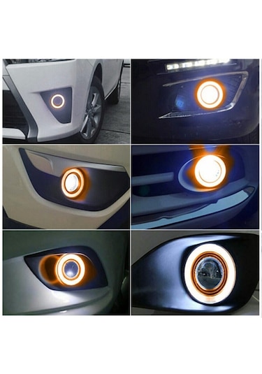 Dacia Logan Uyumlu, Universal Mercekli Led Sis Farı, 76mm Turuncu Renk
