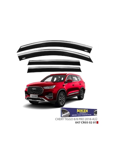 Niken Chery Tiggo 8 Pro 2018+ Kromlu Cam Rüzgarlığı 4 Lü