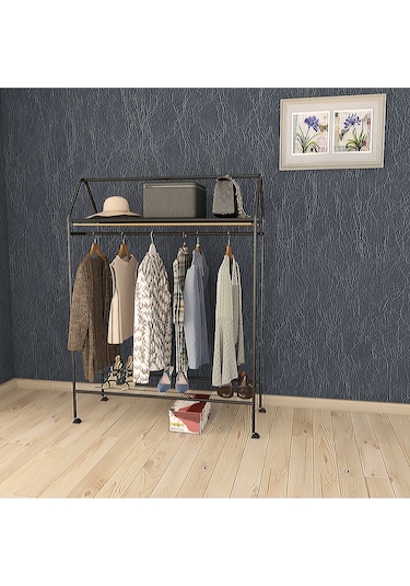 Metallica Concept Tekerlekli Home Hanger Askılık Ayaklı Askılık Siyah