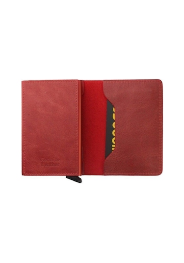Wrapsol Mekanizmalı Cüzdan Akıllı Kartlık Book Karbon Gri 0 / Kırmızı Kırmızı