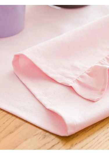 Pembe Fiyonk Nakışlı Fırfır Detaylı Runner 45x150 Cm