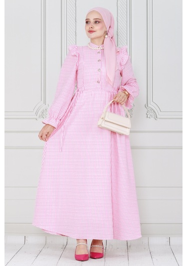 Pötükare Fırfır Detaylı Eda Elbise-pembe-4036-pembe Pembe