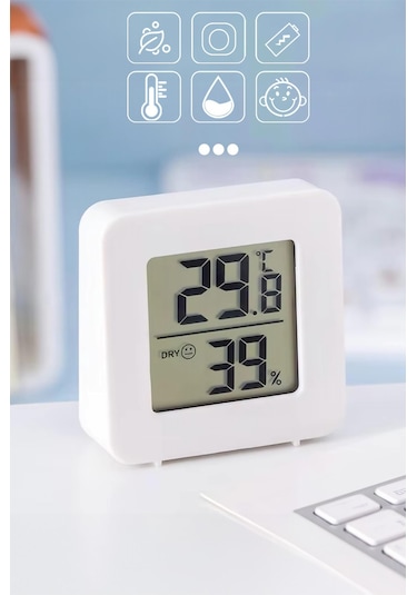 Mini Sıcaklık Nem Ölçer Lcd Ekranlı Oda Termometre Duvara Takılabilen Masaüstü Isı Göstergesi