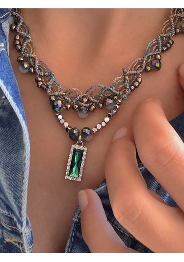 Makrome Bohem İp Örme Renkli El Yapımı Bağlamalı Kolye Çok REnkli