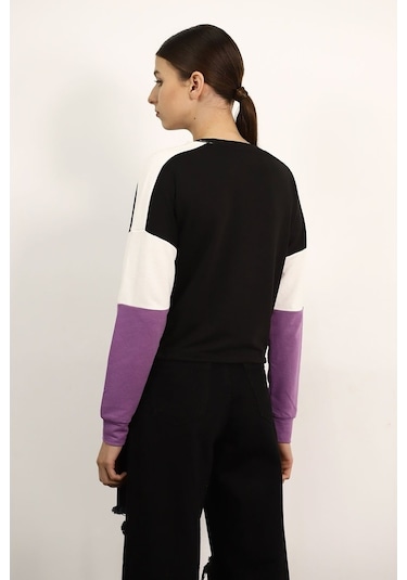Gabria Kadın Kapşonlu Desenli Sweat Siyah (508950308)