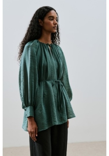 Geniş Manşetli Kuşaklı Tunik Yeşil Yeşil