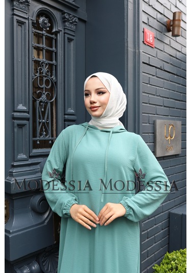 Kadın Mint Yeşili Aerobin Uzun Kapşonlu İkili Takım T0220 Mint Yeşili