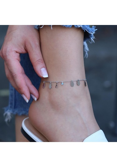 Fatma Ana Eli Figürlü Nazar Boncuklu Gümüş Halhal Gümüş