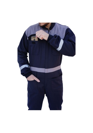 Uniprom Erkek İş Tulumu Boy Tulum Mevsimlik Lacivert-gri