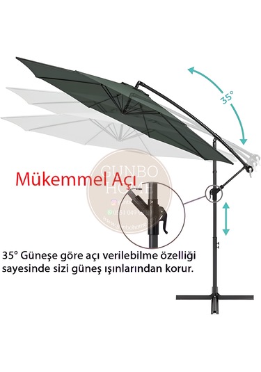 Gunbo Home 3 Mt 8 Kaburga Full Demir 21 Kg Antrasitbahçe Şemsiyes