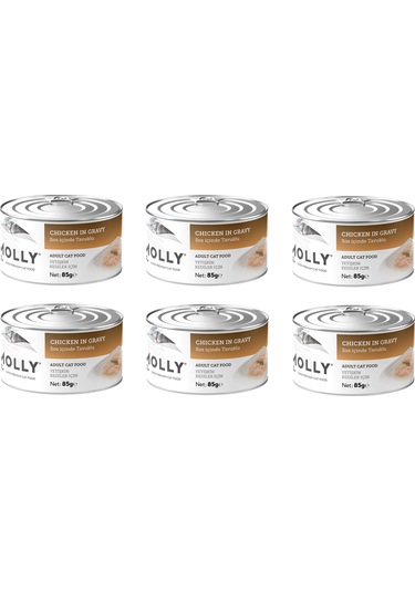 Molly Tavuklu Sos İçinde Yetişkin Kedi Konservesi 85 Gr. X 6 Adet