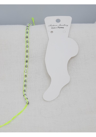 Glamglamour Fosfor Yeşil Kristal Boncuk Kadın Halhal Çok Renkli