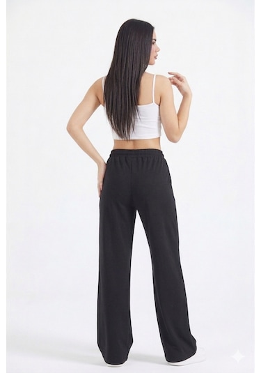 Thıff Gymwear Kadın Modal Kumaş Bağcıklı Eşofman Altı Siyah