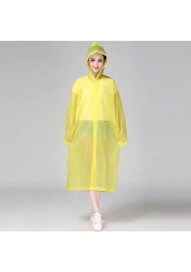 Unisex Sarı Eva Kumaş Su Rüzgar Geçirmez Yağmurluk Sarı