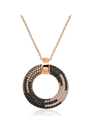 Kenpazar 925 Ayar Gümüş Rose Halka Kadın Gümüş Kolye Çok Renkli