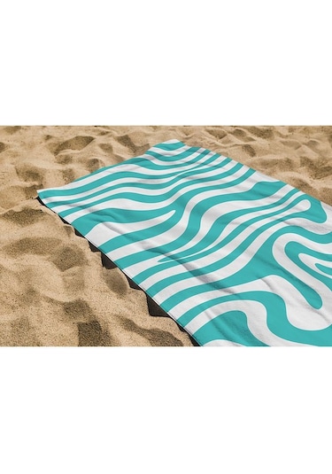 Plaj Havlusu Dalgalı Dijital Baskılı 70x150 Cm Plaj Havlusu - Mint Diğer