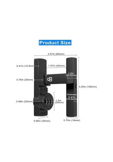 Pazly Anahtarsız Çinko Alaşım Dolabı Kilidi - Güvenli Depolama Kapıları İçin Kolay Kurulum Kilitli Kapı Kilidi Black, Flat