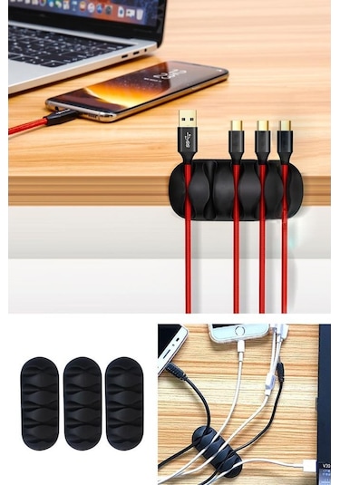 3B Trend 3'Lü Set 5 Kanallı Kablo Tutucu Düzenleyici Sabitleyici