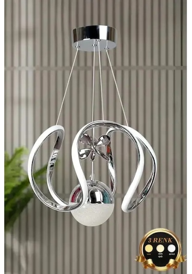 Oldfriend Krom Kaplama 3 Renk Led Metal Sarkıt Avize Salon Mutfak Yatak Odası Modern Krom