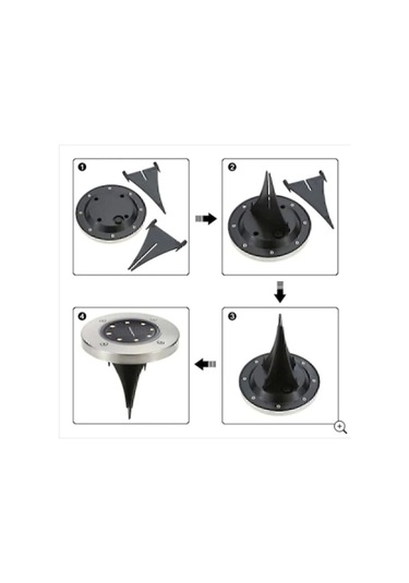 8 Ledli Solar Güneş Enerjili Işık Bahçe Dekor Aydınlatma Lambası 1 Adet Disklight Siyah