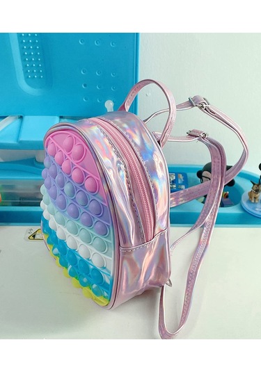 Singree Eğlenceli Pop Fidget Sırt Çantası - Çocuklar İçin Okul Çantası Ve Stres Oyuncağı Pembe
