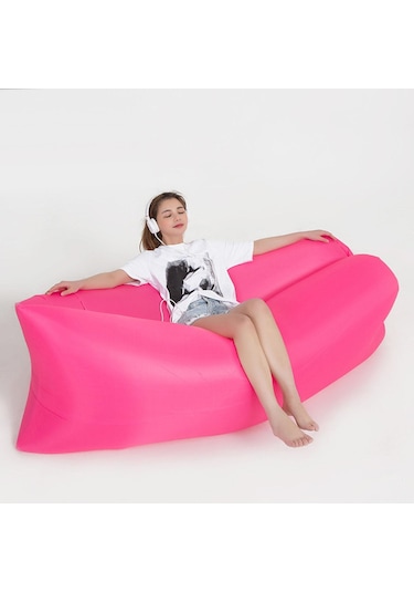 Suntek Şişme Hava Şezlong Kanepe Taşınabilir Kırmızı-gül Kırmızı