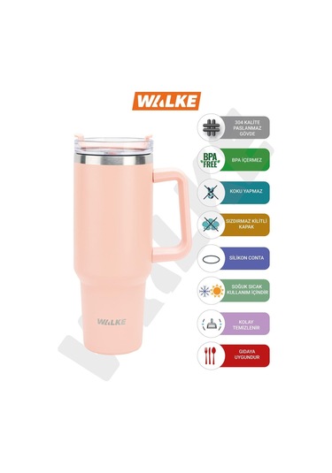 Walke Luxury Pipetli Bardak Termos 1.2 Litre Pembe